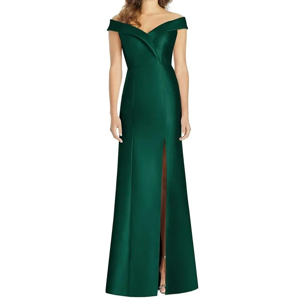 alfred sung off the shoulder dress Alfred Sung Off The Shoulder Puff Sleeve Satin Gown In Purple